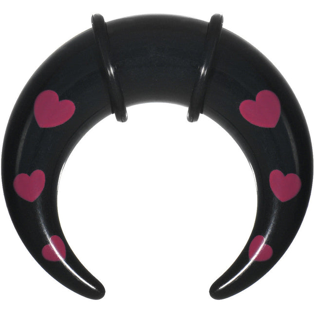 1/2 Black Acrylic Pink Hearts Buffalo Taper