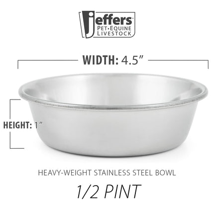 Jeffers Heavy Weight Stainless Steel Pet Bowls – Durable Pet Food & Water Dish, Chew-Resistant, Dishwasher Safe