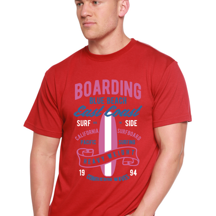 Boarding Blue Beach Men's Bamboo Viscose/Organic Cotton Short Sleeve Graphic T-Shirt