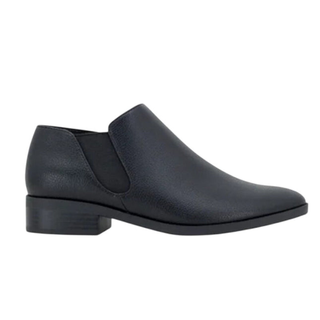 Kensie Womens Size 7.5 Black Faux Leather Sammy Ankle Slide On Booties Boots