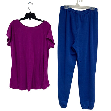 Lot of 2 Avenue Jerzees Womens XL 14 Short Sleeve T Shirt Sweatpants Outfit
