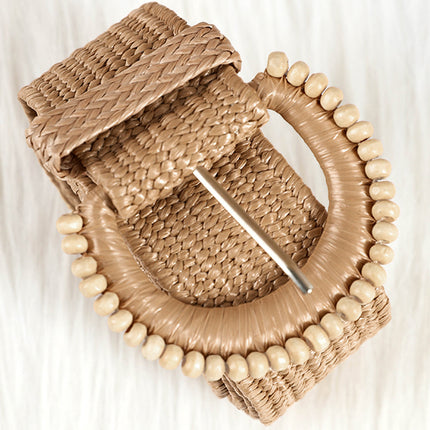 Kylie Beaded Straw Woven Belt