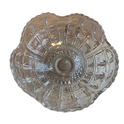 Vintage Cut Glass Flower Shaped Footed Candy Bowl Fancy Serving Dish