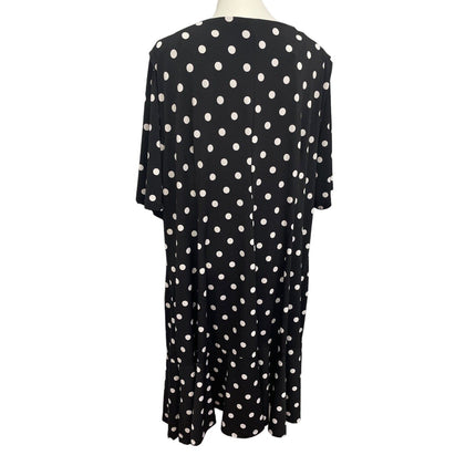 Avenue Womens Plus Size 26 Half Sleeve Black White Polka Dot Sheath Dress