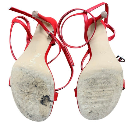 Coutgo Womens Size 8 Red Strappy Gladiator 4" Heel Open Toe Ankle Strap Shoes
