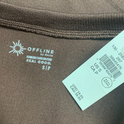 New OFFLINE By Aerie Womens Small Brown Sidewalk Seamless Cropped T-Shirt Tee
