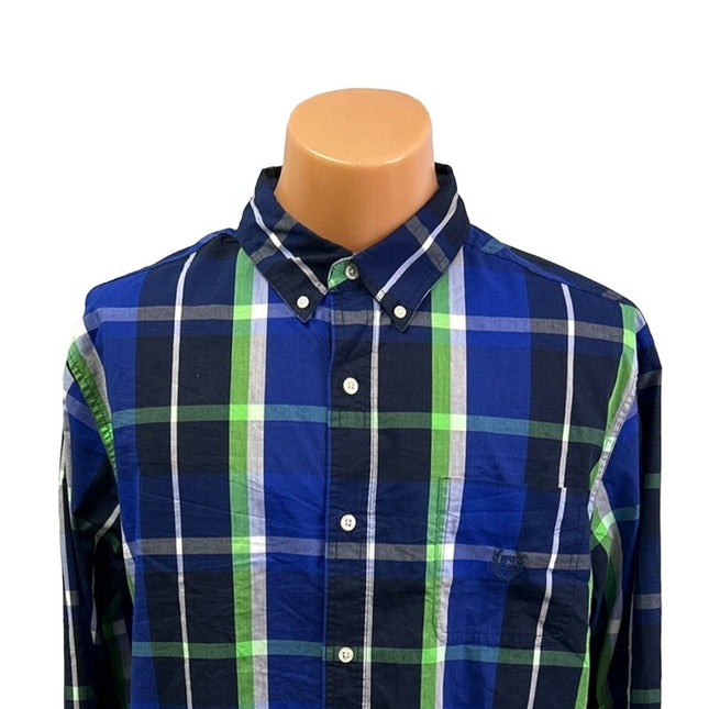Chaps Mens XL Easy Care Stretch Plaid Long Sleeve Button Down PolyCotton Shirt