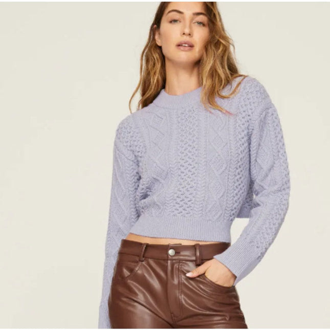 Rails Womes XL Amy Tie Back Long Sleeve Crew Neck Cropped Cable Knit Sweater