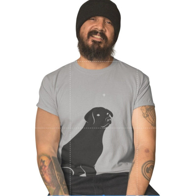 New Hand Printed Mens Medium Gray Heathered Black Lab Dog Short Sleeve Tee Shirt