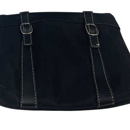 Small Black Full Zip Cell Phone Nylon Faux Buckle Wallet Wristlet Purse Bag