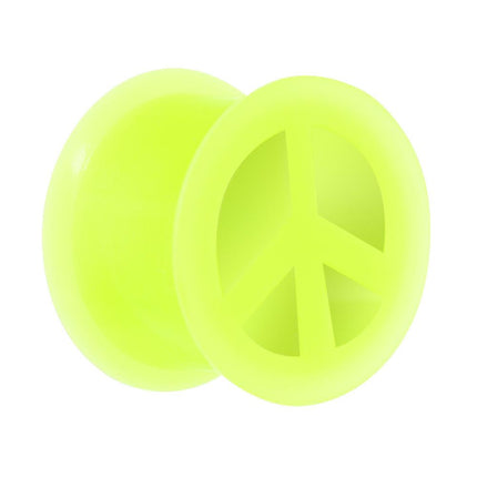 Neon Yellow Silicone Peace Sign Tunnel 0G to 14mm