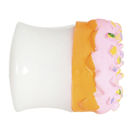 9/16 Pink Frosted Doughnut Saddle Plug