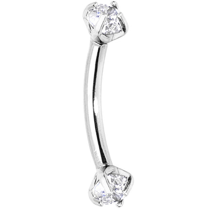 Clear Prong Set Gem Internally Threaded Eyebrow Ring