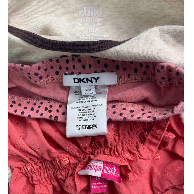 Lot of 11 DKNY Carters Baby Girls 18 Mos Short Sleeve Shirts Pants Sleepers