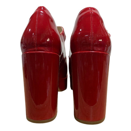Coutgo Womens Size 9 Red 4" Heels Mary Jane Round Closed Toe Buckle Strap Shoes