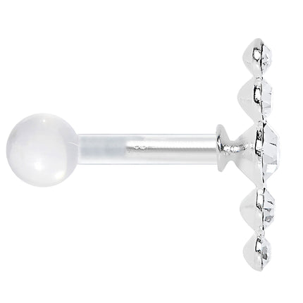 White Acrylic 925 Silver Clear Gem Left Cartilage Earring