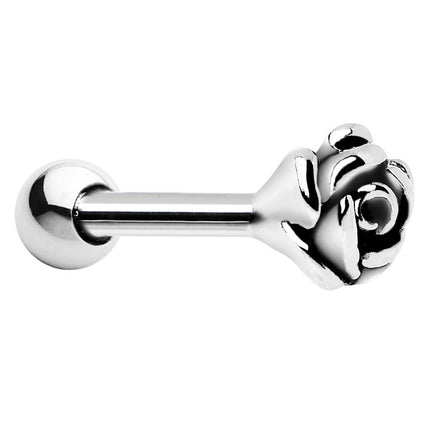 Silver 925 Blooming Rose Flower Cartilage Tragus Earring