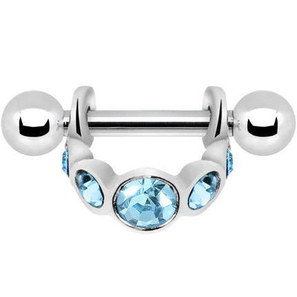 Silver 925 Aqua Gem Loop Mini Cartilage Shield Earring