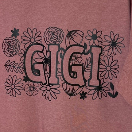 New Hand Printed Womens 2XL Gigi Great Grandma Floral Short Sleeve Tee Shirt