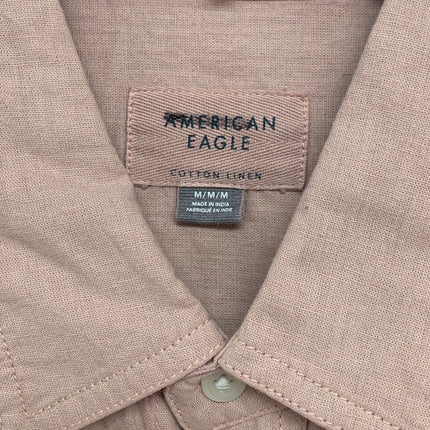 2 New American Eagle Mens Medium Cotton Linen Long Sleeve Button Up Shirts