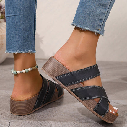 Kathryn Band Retro Platform Slippers