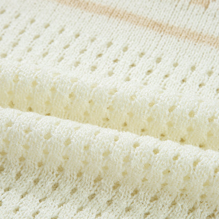 White BEACH Hollow Out Knitted Lightweight Dolman Sweater