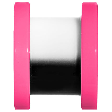00G Pink Neon Acrylic Modern Yin Yang Screw Fit Tunnel Plug