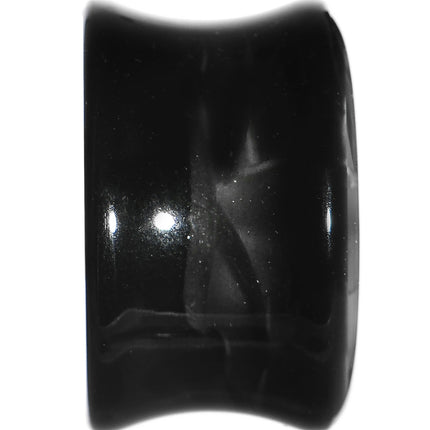 18mm Black Acrylic Silver Metallic Rose Flower Plug