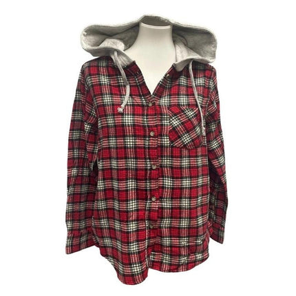 New Champion Unisex Medium Navy Pullover Sweatshirt w Bonus Plaid Flannel Hoodie