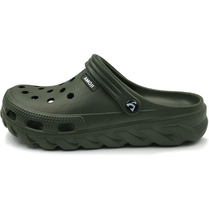 Amoji Mens Size 6 Army Green Clogs Round Toe Sandal Garden Water Shoes