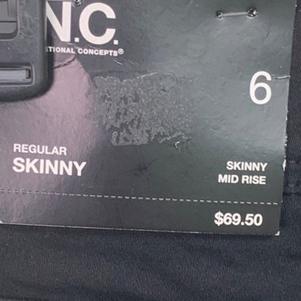 NWT New INC Womens Size 6 Mid Rise Skinny Stretch Black Jeans Pants
