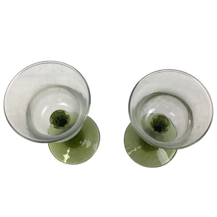 Set of 2 Vintage PartyLite Green Glass Stem Votive Tealight Candle Holders