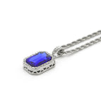 Silver blue + 3mm steel twist chain
