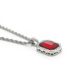 Silver red + 3mm steel twist chain