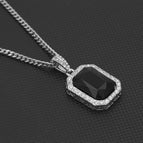 Silver black + 3mm steel Cuban chain