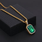 Gold green + 3mm steel twist chain