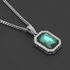 Silver green + 3mm steel Cuban chain