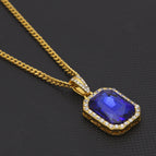 Gold blue + 3mm steel Cuban chain