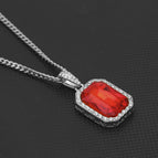 Silver red + 3mm steel Cuban chain