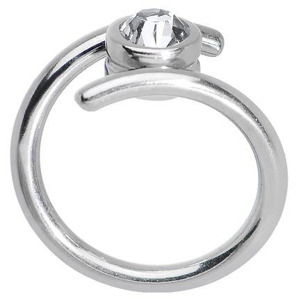 14G 7/16 Clear CZ Gem Coil Twist Belly Ring