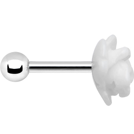 16G 1/4 White Acrylic Rose Flower Tragus Cartilage Earring