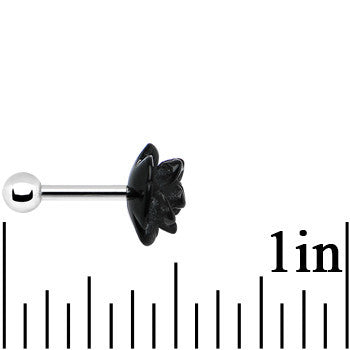 16G 1/4 Black Acrylic Rose Flower Tragus Cartilage Earring