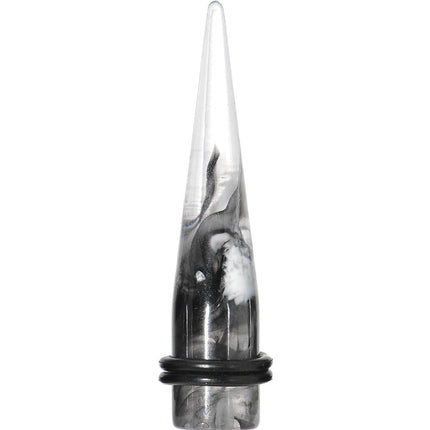 7/16 Black and White Art Swirls Clear Acrylic Taper Ear Plug
