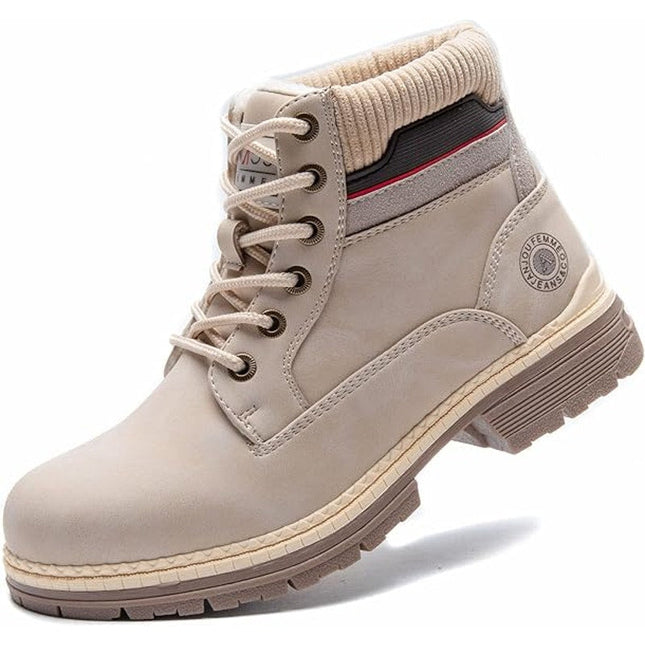 New Anjoufemme Womens Size 7.5 Tan Faux Suede Waterproof Outdoor Hiking Boots