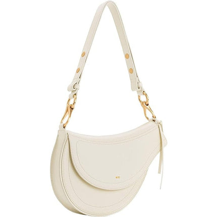 New JW PEI Womens White Leather Ashlie Asymetrical Shoulder Bag w Dust Cover