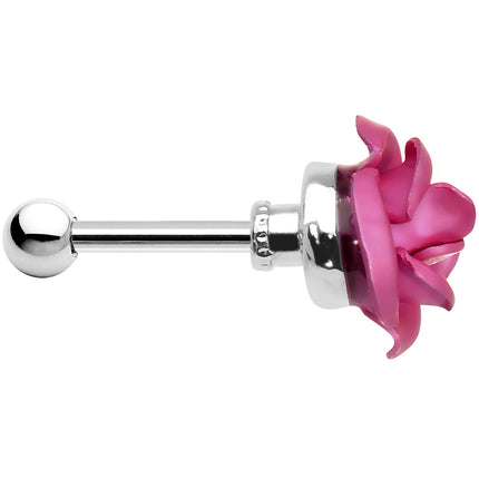16G Perfect Pink Metallic Rose Flower Cartilage Stud Earring