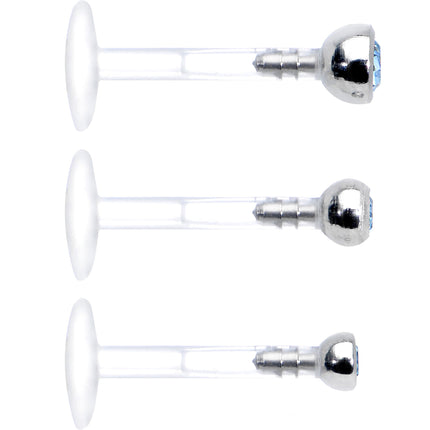 16G 5/16 Aqua Gem Bioplast Triple Forward Helix Barbell 3 Pack Set