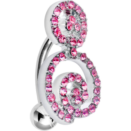 Pink Gem Sweet Swirls Top Mount Belly Ring