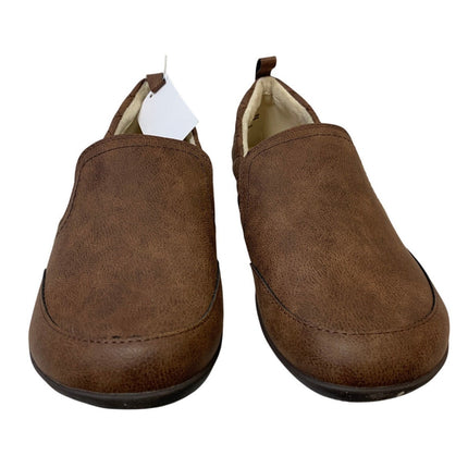 New In Box JSport Womens 9 Brown Faux Leather Lisa Slide On Memory Foam Shoes