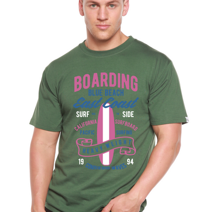 Boarding Blue Beach Men's Bamboo Viscose/Organic Cotton Short Sleeve Graphic T-Shirt